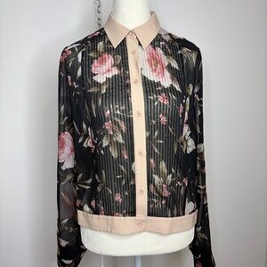 Alice + Olivia floral silk blouse size S
